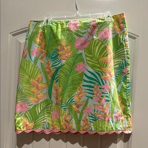 Lilly Pulitzer Green and Pink Mini Pencil Skirt Resort Wear